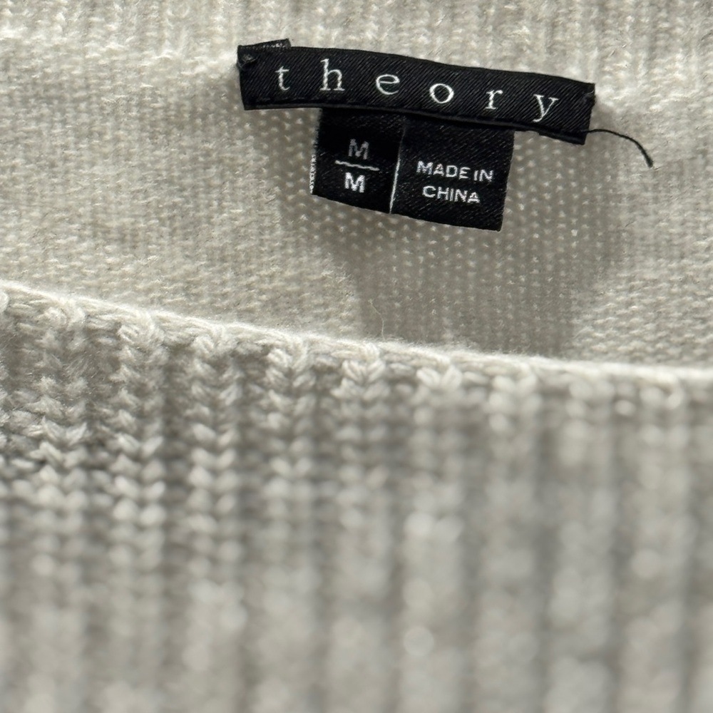 THEORY Thick Ribbed Knit Wool High Low Drop Shoulder Sweater Size M - Picture 6 of 8